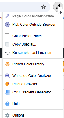 Colorzilla Extension Menu